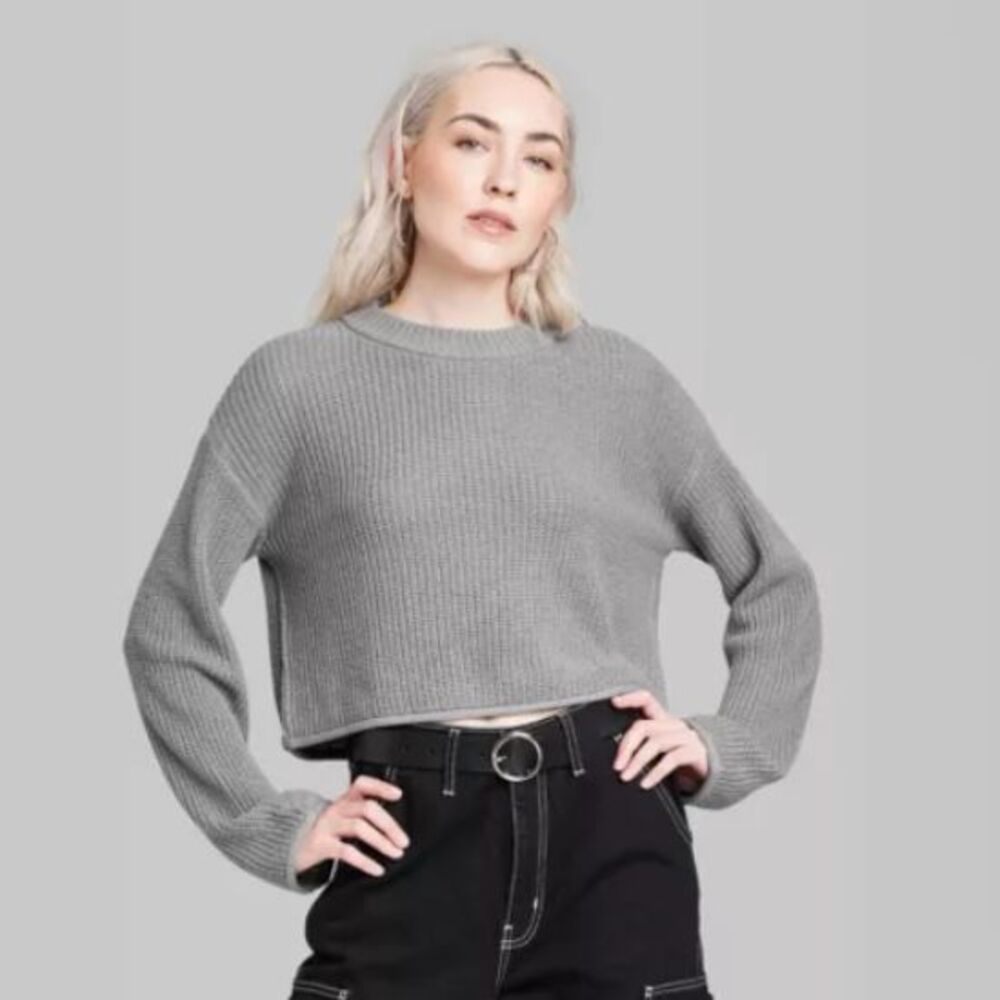 Wild Fable‎ Crewneck Boxy Pullover Sweater -Size S - Light Gray
